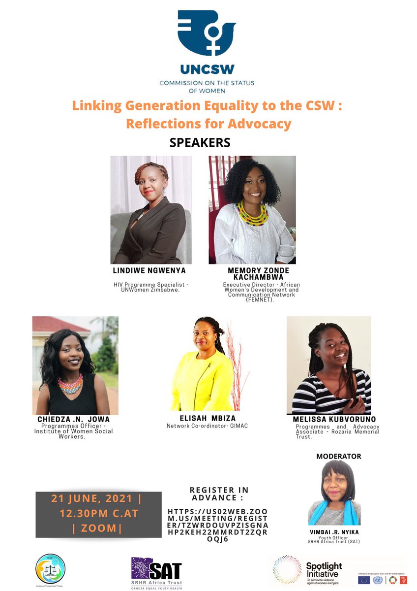 LisaSamupita's tweet photo. Register to attend using the given link
#CSW
#GenerationEquality 
@MushunjeMildred @SRHRAfricaTrust @VimbaiNyika @ChiedzaJowa https://t.co/PcBkhKocfK