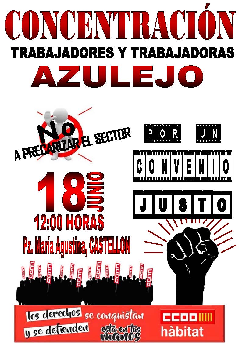 CCOOHabitat_PV's tweet photo. 🔴Concentración del sector del azulejo en Castellón, por un convenio justo y propuestas reales que fortalezcan el sector.💪 https://t.co/ja8HS9LcdH