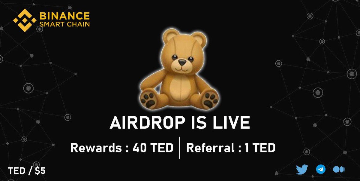 🚀 New Airdrop: Teddly Finance 
💲 Reward: $200
👨‍👨‍👧 Referral: $5
⏱️ End date : Aug 1st
⏳ Distribution Date : Aug 5th
🔘 Rate :  ⭐️⭐️⭐️⭐️ 

​​🏚️ Airdrop-Mansion-Guide : 

🔸 Visit to the Airdrop Link: t.me/AirdropMansion…

#Airdrops #Mansion #Crypto