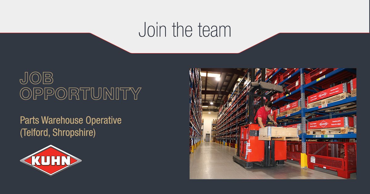 A great opportunity to join the parts warehouse team! 

Apply here ➡️ jobs.kuhn.com/offer/244

#bestrongbekuhn #partsdepartment #service #support