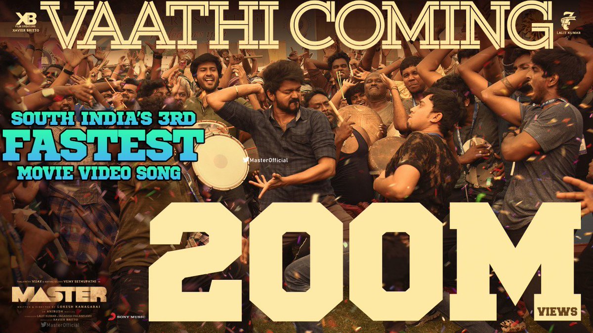 Otve_official's tweet photo. Top 3 Most Viewed songs of #Thalapathy @actorvijay on YouTube: 😎🔥

1. #VaathiComing - 200M 
2. #AalaporanThamizhan - 143M 
3. #VaathiComing - 130M ( Lyric )
4. #Verithanam - 124M

King of Social Media 👑💥

#Master #ThalapathyBdayCDP #VaathiComingHits200MViews https://t.co/KkbLHCHBv2