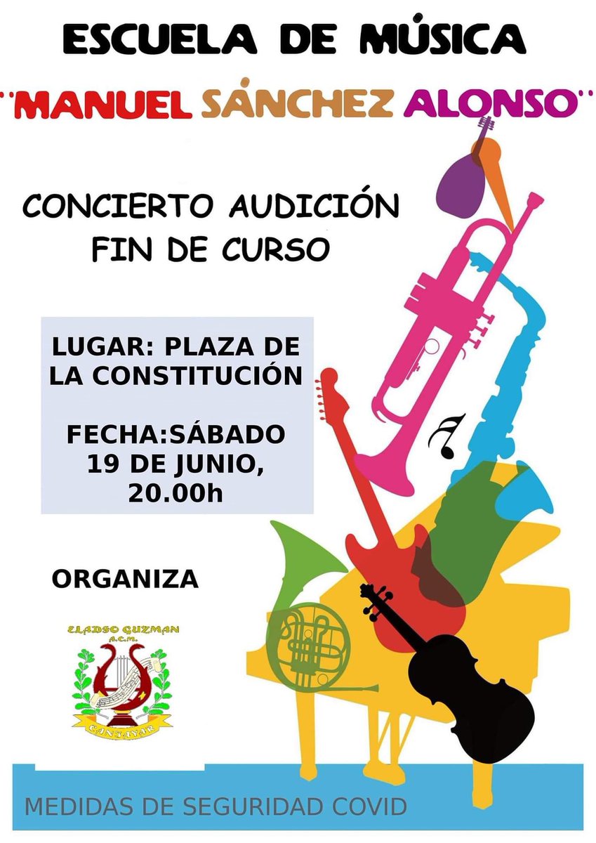 ACMCANJAYAR's tweet photo. Mañana sábado 19 de junio a las 20h, en la plaza de la Constitución será el concierto audición de nuestros peques de la escuela de música, os esperamos...🎶🎵🎺🎷🥁 https://t.co/ENcfkrChuO