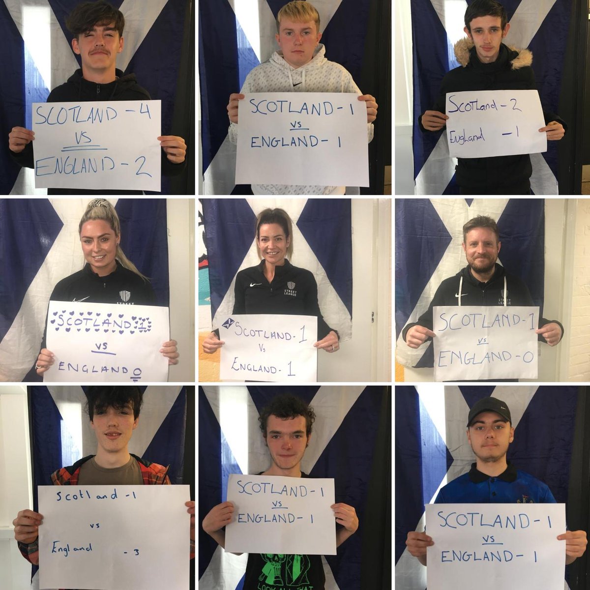 Some of our young people and the <a href="/SL_DundeeAngus/">Street League Dundee & Angus</a> team made their predictions for tonight's game!...slightly bias perhaps! 🏴󠁧󠁢󠁳󠁣󠁴󠁿🏴󠁧󠁢󠁥󠁮󠁧󠁿  #EURO2020 #MadeOutsideTheClassroom