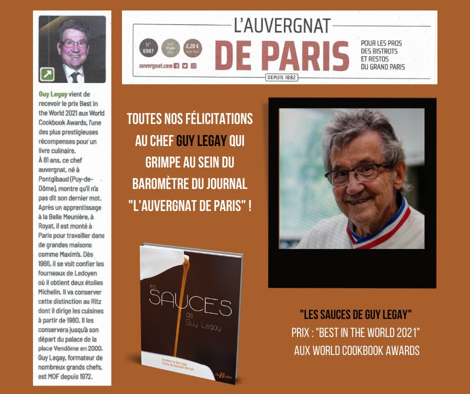 Editions De Borée (@editionsdeboree) on Twitter photo 🧑🍳📰 Très belle reconnaissance pour le chef #GuyLegay au sein du journal <a href="/auvergnat_paris/">L'Auvergnat de Paris</a> 📰🧑🍳
#chef #mof #GourmandWorldCookbookAwards 🧑🍳📰 Très belle reconnaissance pour le chef #GuyLegay au sein du journal <a href="/auvergnat_paris/">L'Auvergnat de Paris</a> 📰🧑🍳
#chef #mof #GourmandWorldCookbookAwards