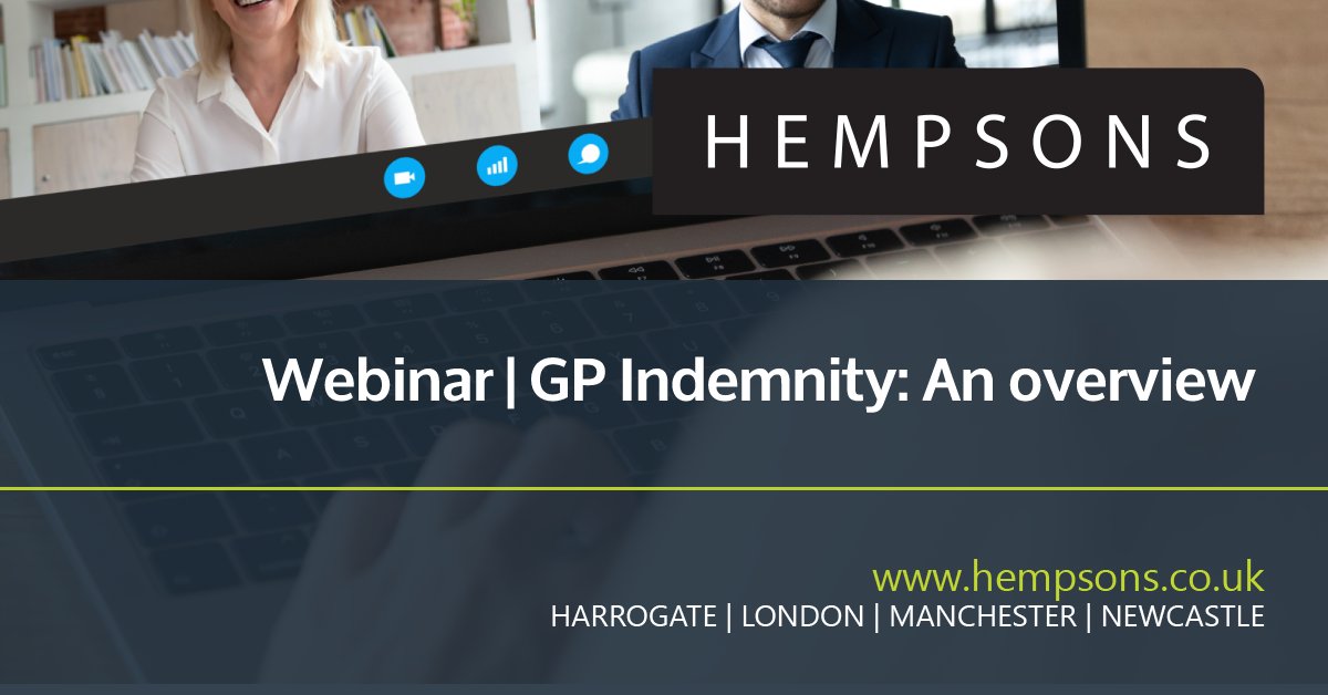 hempsonsgp's tweet photo. On 23 June Hempsons associate @ESummerfield_1 and senior solicitor @RowlandsVicky will host their free webinar on ‘GP Indemnity: An Overview’. They will discuss the scope of the scheme and how to report a potential claim. Register here: https://t.co/i0RIpjGpFc #GP #indemnity https://t.co/LSlBrYifkY