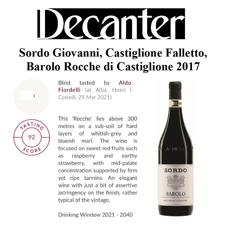 Decanter✨#RocchediCastiglione 2017 🇮🇹 La prestigiosa Rivista #Decanter, in occasione della degustazione alla cieca tenutasi ad Alba per la #specialedition di #nebbioloprima2021, premia Il nostro #barolo 'Rocche' 2017 con un super punteggio: 92 punti!!!! @Decanter