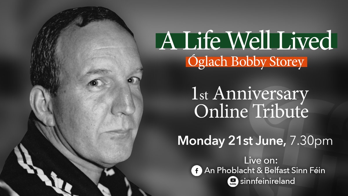 Join us on Monday at 7.30pm as we remember Bobby Storey.