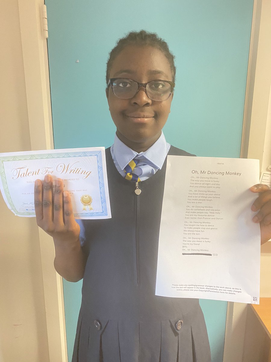 StAndrewsSW9's tweet image. We are so proud of our Year 6 pupil for winning a @YoungWritersCW competition. We think @MichaelRosenYes might like this one! #youngwriters #poetry