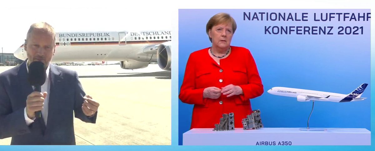 SpaethFlies's tweet photo. From today @Airbus #A350 is certified to take 50% SAF as drop in fuel as COO Michael Schöllhorn now explains live to chancellor @AngelaMerkel_DE #NKLatBER #avgeek https://t.co/R2jfPydnKS