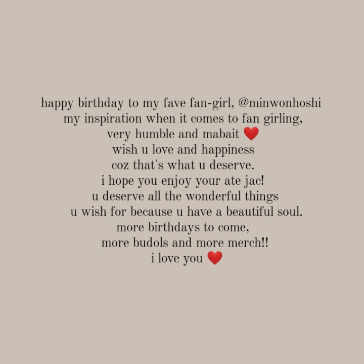 wonhanshi's tweet photo. happy birthday to my fave fan-girl, @minwonhoshi 🥳🤍 https://t.co/6XtAWXa4e2