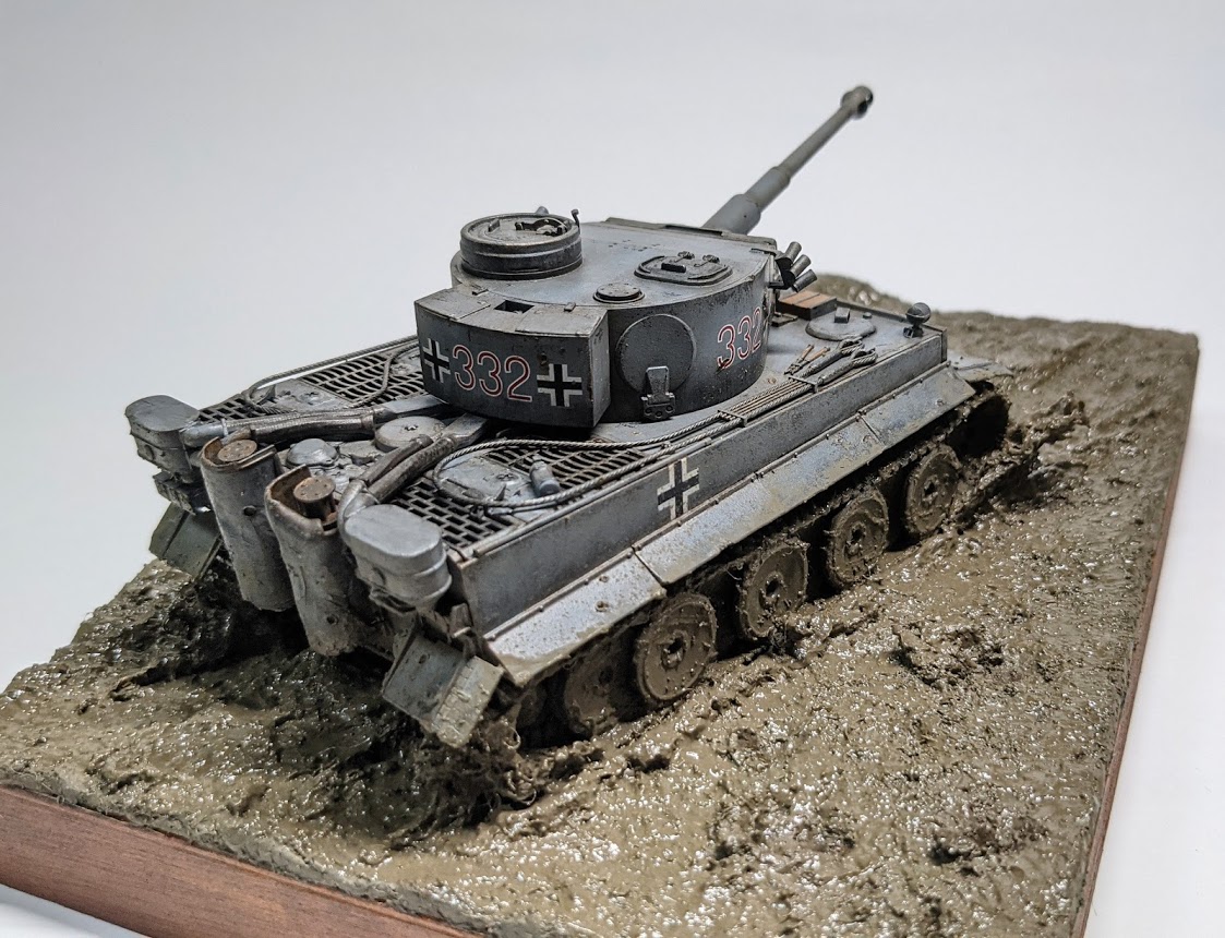 ﾌﾟﾗﾓ4作目 タイガーI 初期型 1/48 完成しました😁😁 初戦車&初ジオラマ