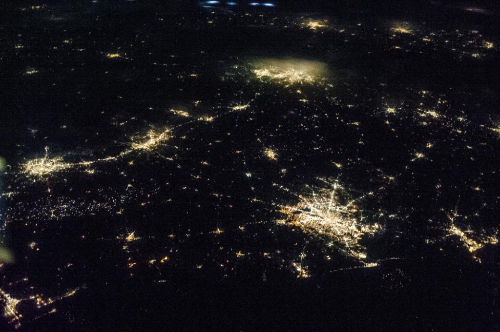 Sprawling city lights of southern Texas.
