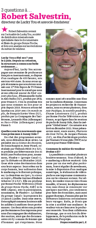 Robert Salvestrin, directeur général de LUCKY YOU, livre son analyse sur les évolutions du métier de vendeur dans cette interview pour Ecran total!