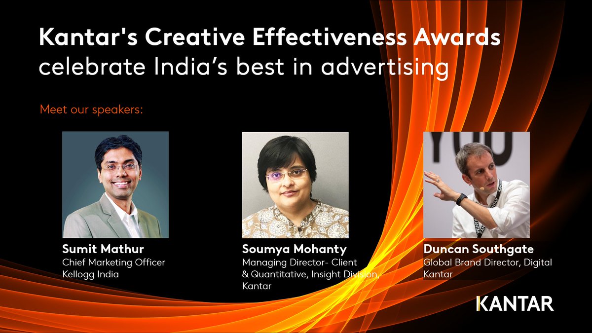 KantarIndia's tweet photo. Please join us in welcoming the illustrious line-up of speakers for our Creative Effectiveness India Awards webinar. 
Join us: 23 June 2021, 4.00-5.00PM (IST). 
Write to chhavi.bhargava@kantar.com to book your place!
#creative #advertising #consumerinsights #media 
@Kantar https://t.co/ZunFBsZfV0