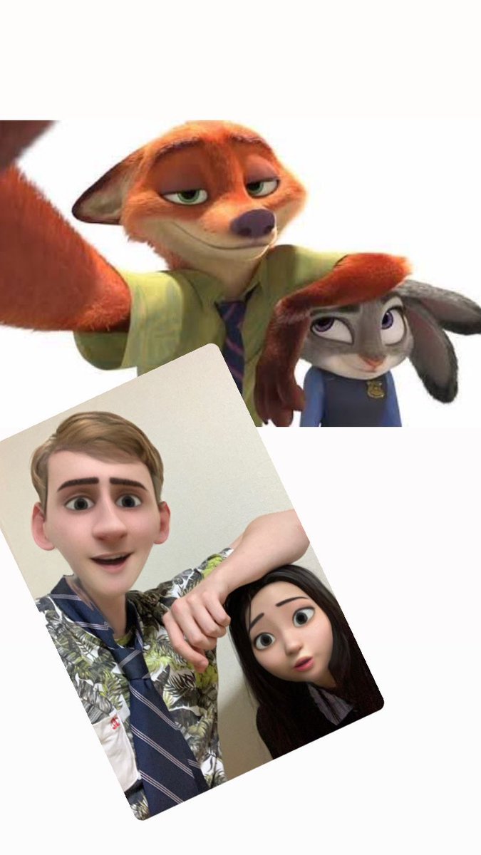 riseoreo's tweet image. 今更だけど、可愛すぎるニックとジュディのセルフィー真似してみた。

Snapchatのこのフィルターかわいい💗