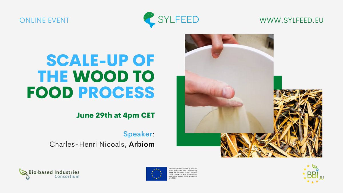 SYLFEED Final Webinar Series : Webinar #2 Teaser

Do you want to know how the scale-up of our « Wood to Food » process performed during the SYLFEED project ?

Then save the date : 29/06 at 4 pm (CET time) ! 

To learn more and register, please click here: bit.ly/34E8aG3