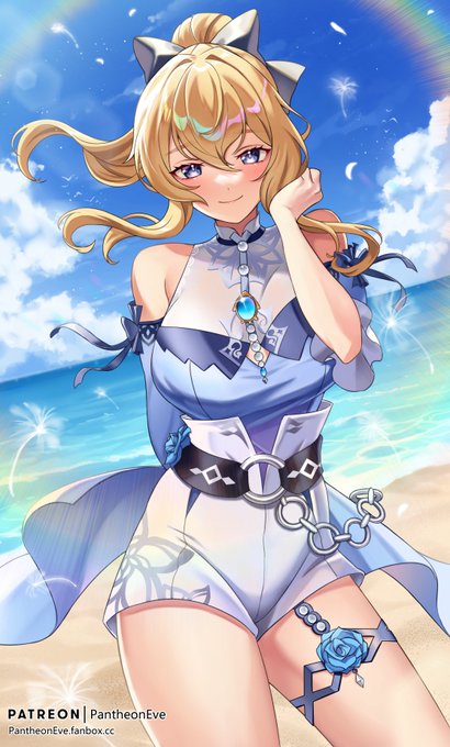 I finally got to draw Jean in her new skin. She looks lovely in it! 🏖️😳 
#原神  #GenshinImpact https://t
