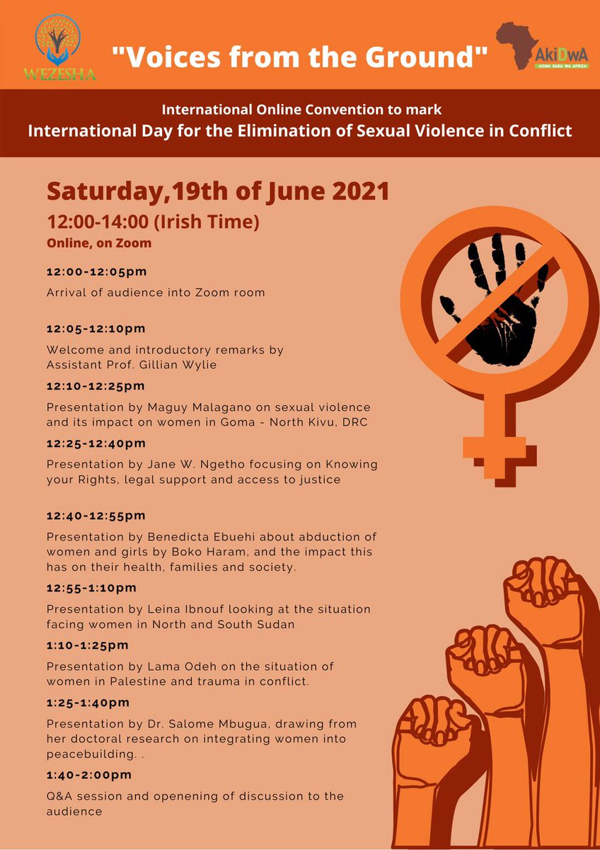 wezeshadada's tweet photo. Voices from the ground convention. Sexual violence in conflict remains a huge problem. Women and girls are target, sexual violence is used as a weapon of war. https://t.co/xpzYnOv6Us
