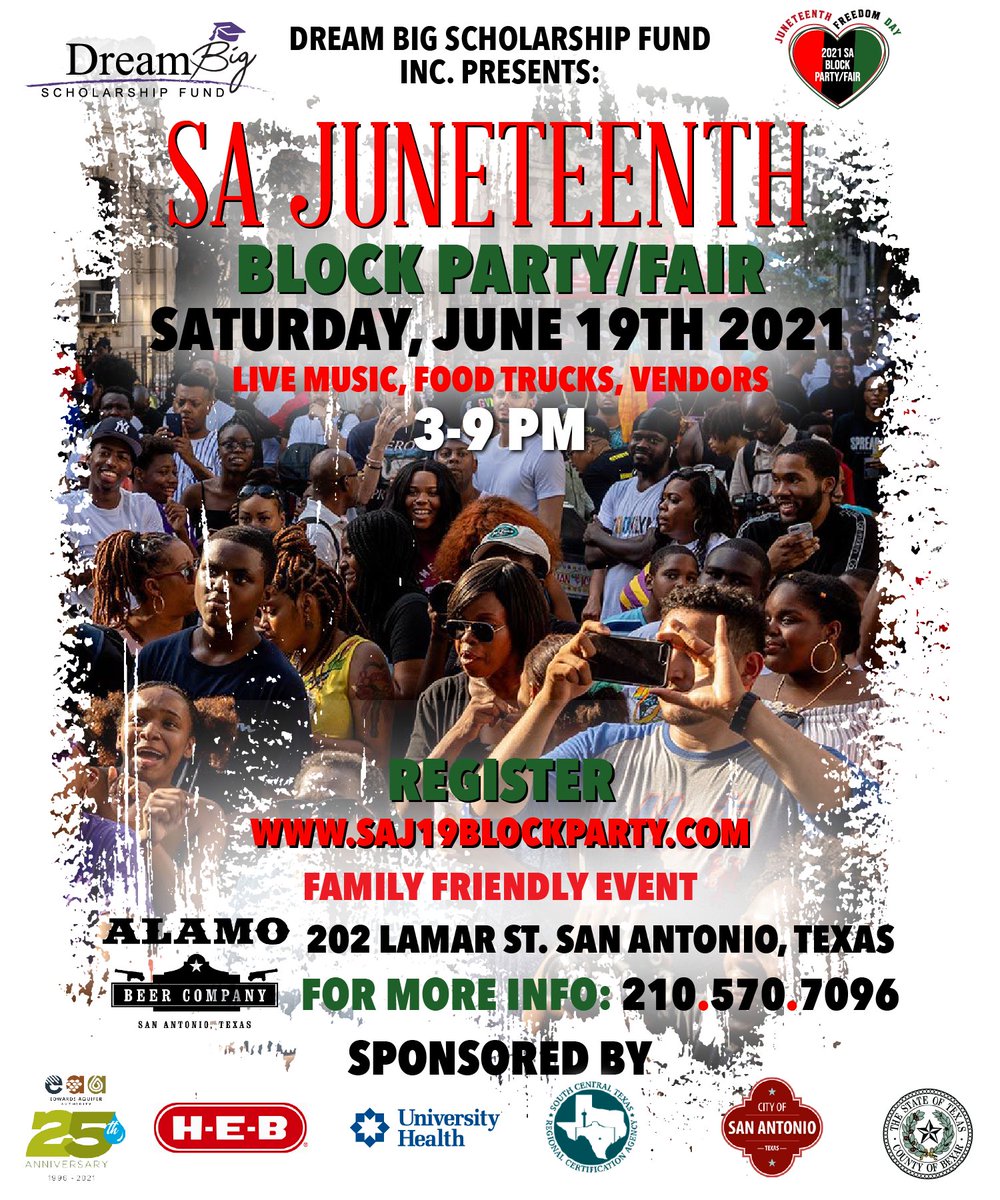 SAISD's tweet photo. Come visit SAISD's Business Diversity Program booth on June 19 at Dream Big's Juneteenth event! Learn about bid opportunities, how to do business w/SAISD & upcoming opportunities & updates for Bond 2020. #swmbe #mwbe #businessdiversityprogram #diversity#businessnetworking #AABE https://t.co/zZ5dDDw1w8
