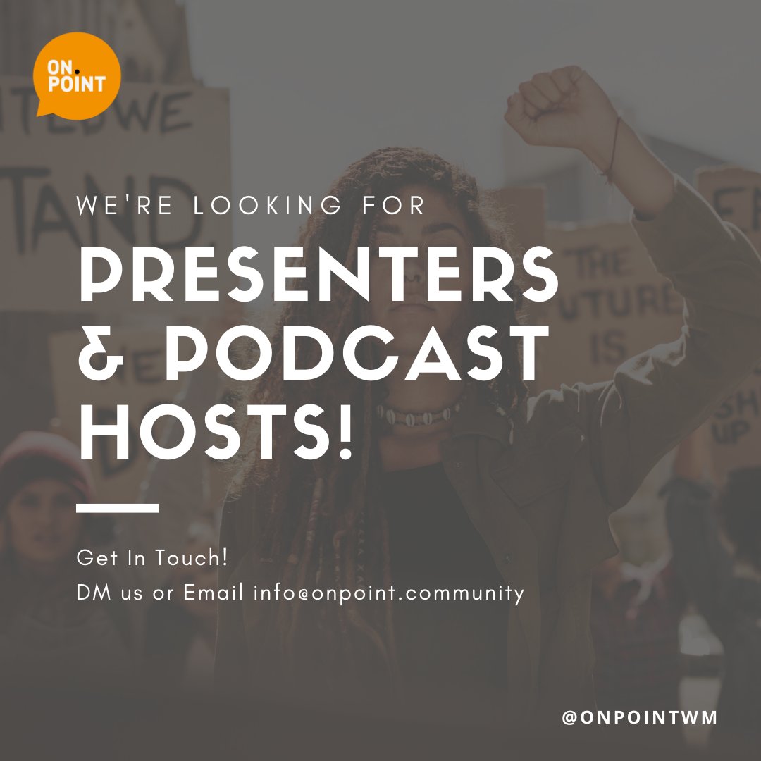 OnPointWM's tweet photo. We're on the lookout for more young people to join our already amazing team of #ThriveCasters hosts to give opinions, discuss and debate causes that impact us as young people.
Drop us a DM or email at hi@onpoint.community for more info! https://t.co/KgVr7SqKG6