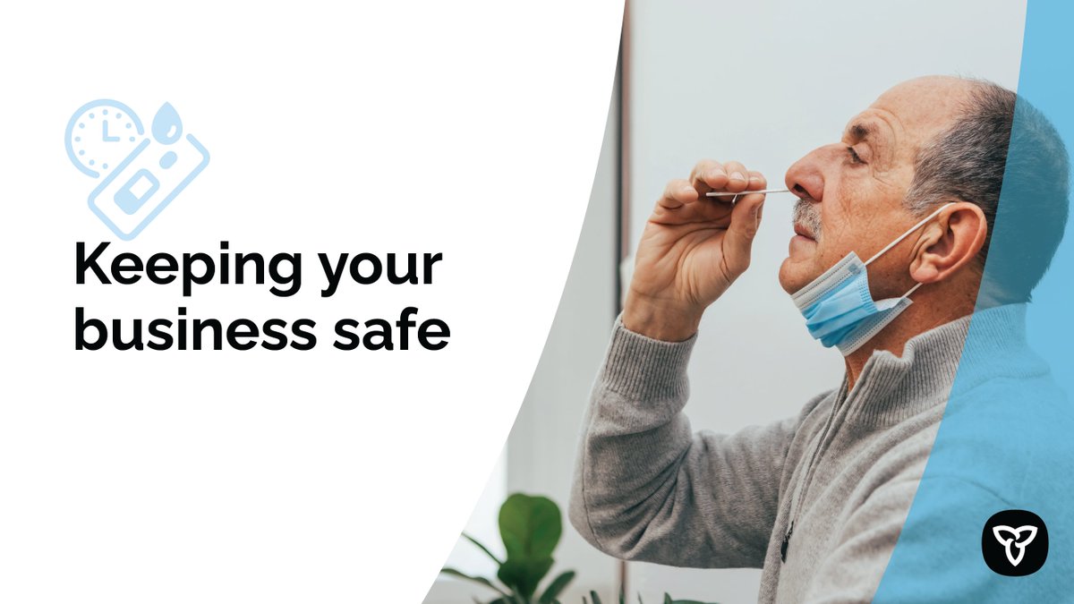 ONeconomy's tweet photo. A multi-method approach is the best way to keep your business safe and open.
Get vaccinated, practice safety protocols and sign up for free rapid tests through the Provincial Antigen Screening Program: https://t.co/fZb23AIlpT #testONsite https://t.co/sc6D5H0Sd9