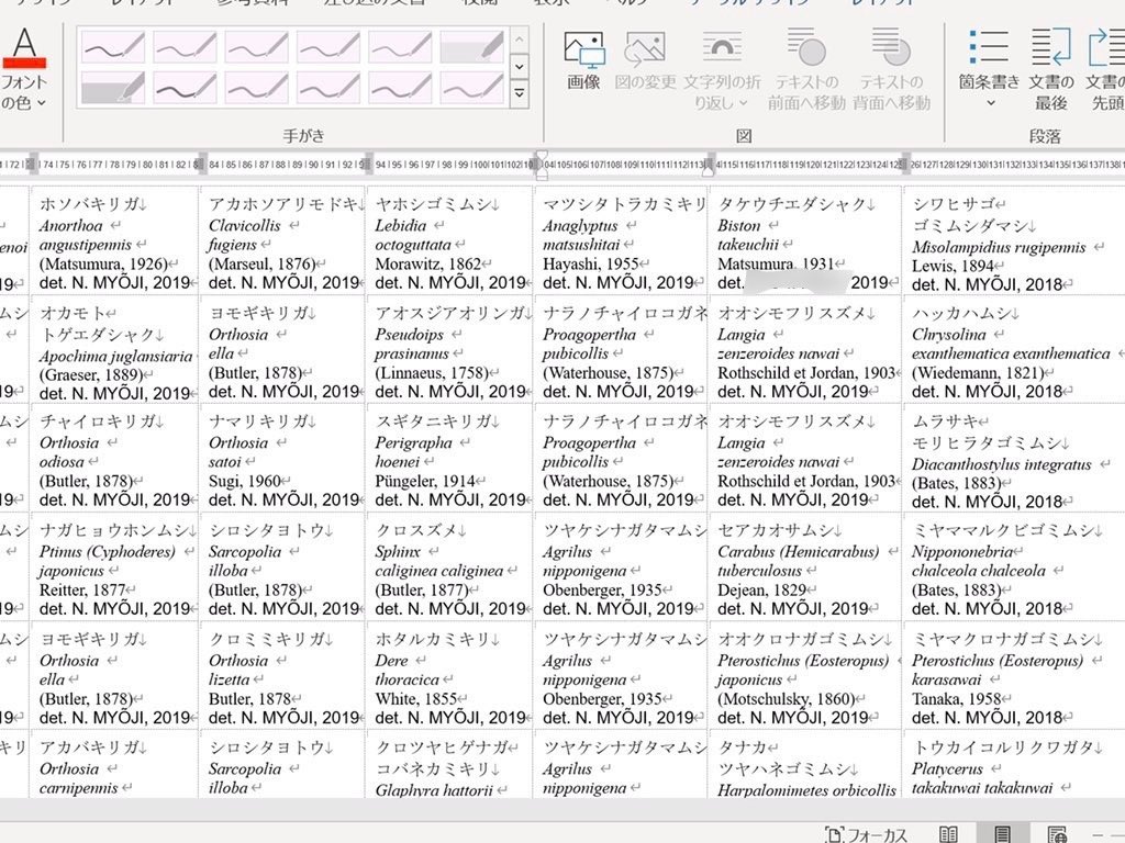 昆虫標本ラベルの作成と表記の方法について 標本作成