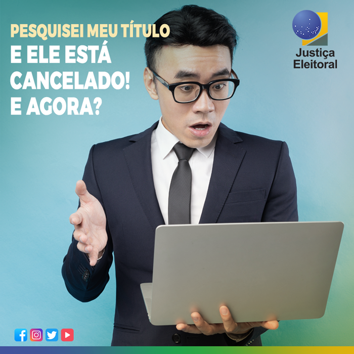 TRESPjusbr's tweet photo. Seu #TítuloDeEleitor está cancelado? Não se preocupe! Você pode regularizar pela internet. Siga estes passos: 

1◦ 🧾 Caso haja multa, pague! Saiba mais: https://t.co/Nlton6mpzw

2◦💻Solicite a regularização do título por meio do Título Net: https://t.co/DcLxhjBJgH.  
#JEOnline https://t.co/ZtY82ubzv7