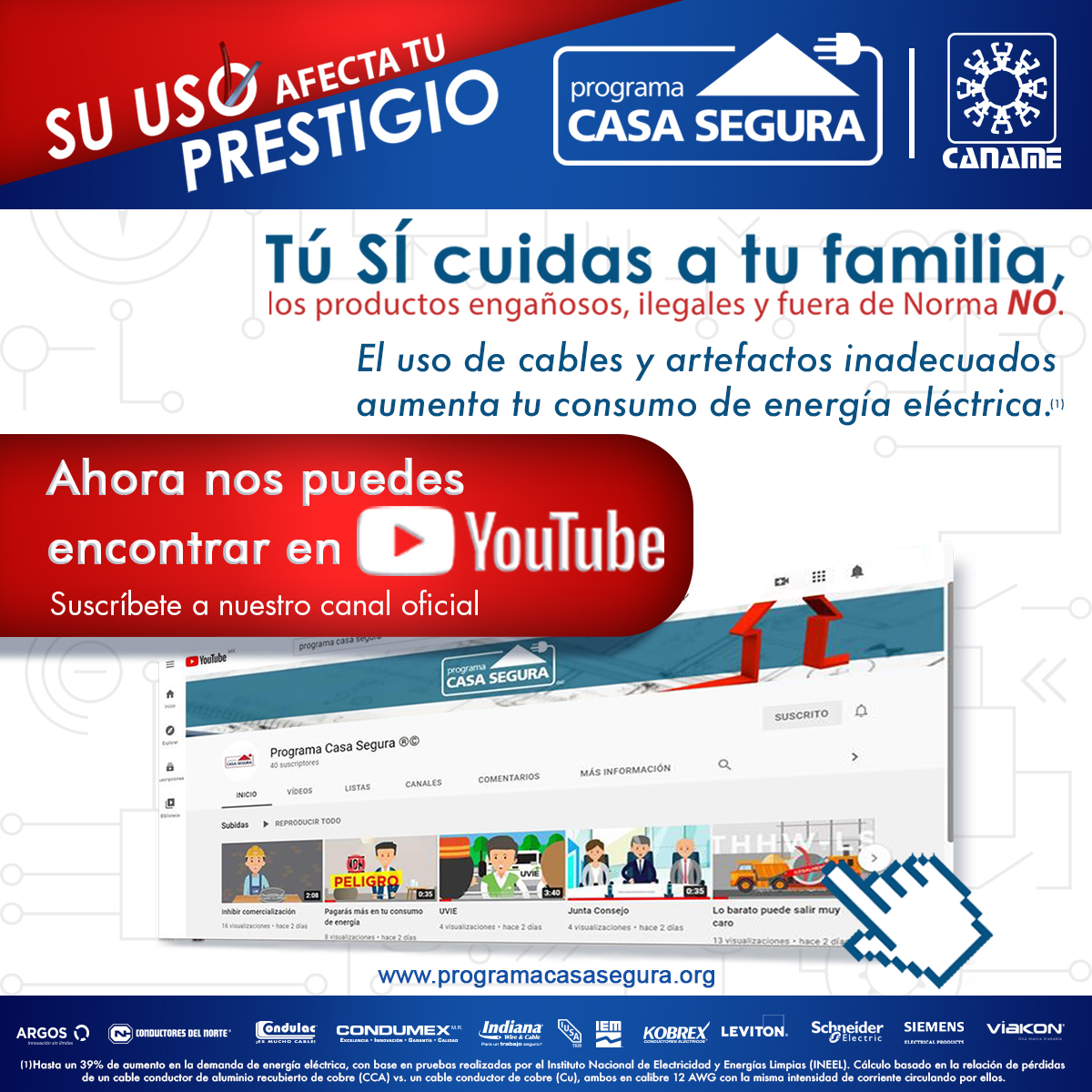 condumex_cables's tweet photo. Te invitamos a suscribirte al canal oficial de YouTube del Programa Casa Segura de CANAME https://t.co/hbJ1Qx6NTg #Caname #ProgramaCasaSegura #CuidaTuInstalaciónEléctrica #SeguridadEléctrica #SectorEléctricoUnido https://t.co/IMUed3vcOM