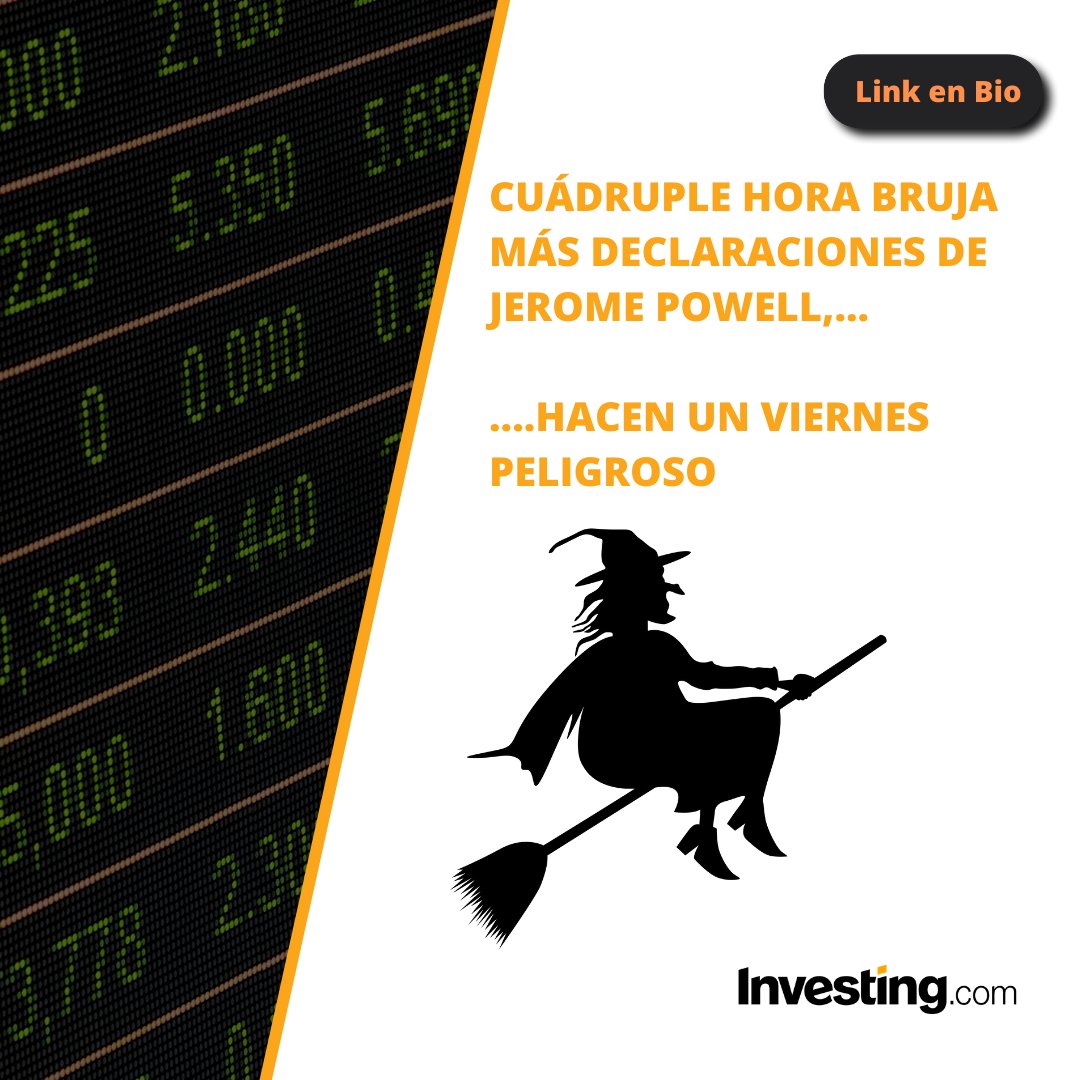 InvestingEspana's tweet photo. Hoy los mercados asisten a la cuádruple hora bruja 🧙‍♀️. Un fenómeno que supone el vencimiento trimestral simultáneo de futuros y opciones sobre índices bursátiles y acciones.

¿Qué significa?

1️⃣ Inestabilidad ⬆️⬇️
2️⃣ Alto volumen ⚡
3️⃣ Volatilidad 📉📈

https://t.co/nob8GW9awk https://t.co/R6JDqEMVwy