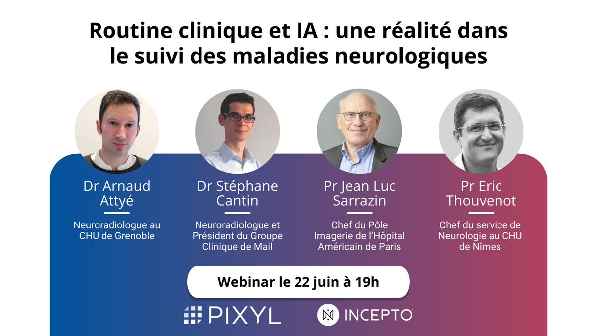 pixylmedical's tweet photo. Curieux de voir comment se passe concrètement une analyse de #neuroradiologie assistée par l’ #IA ? Rejoignez-nous mardi 22 juin pour assister à une démo en live lors de notre #webinar ! 
👉👉👉 inscriptions 👉👉👉 https://t.co/TdWkas4Asp https://t.co/WgGgLwCn4r