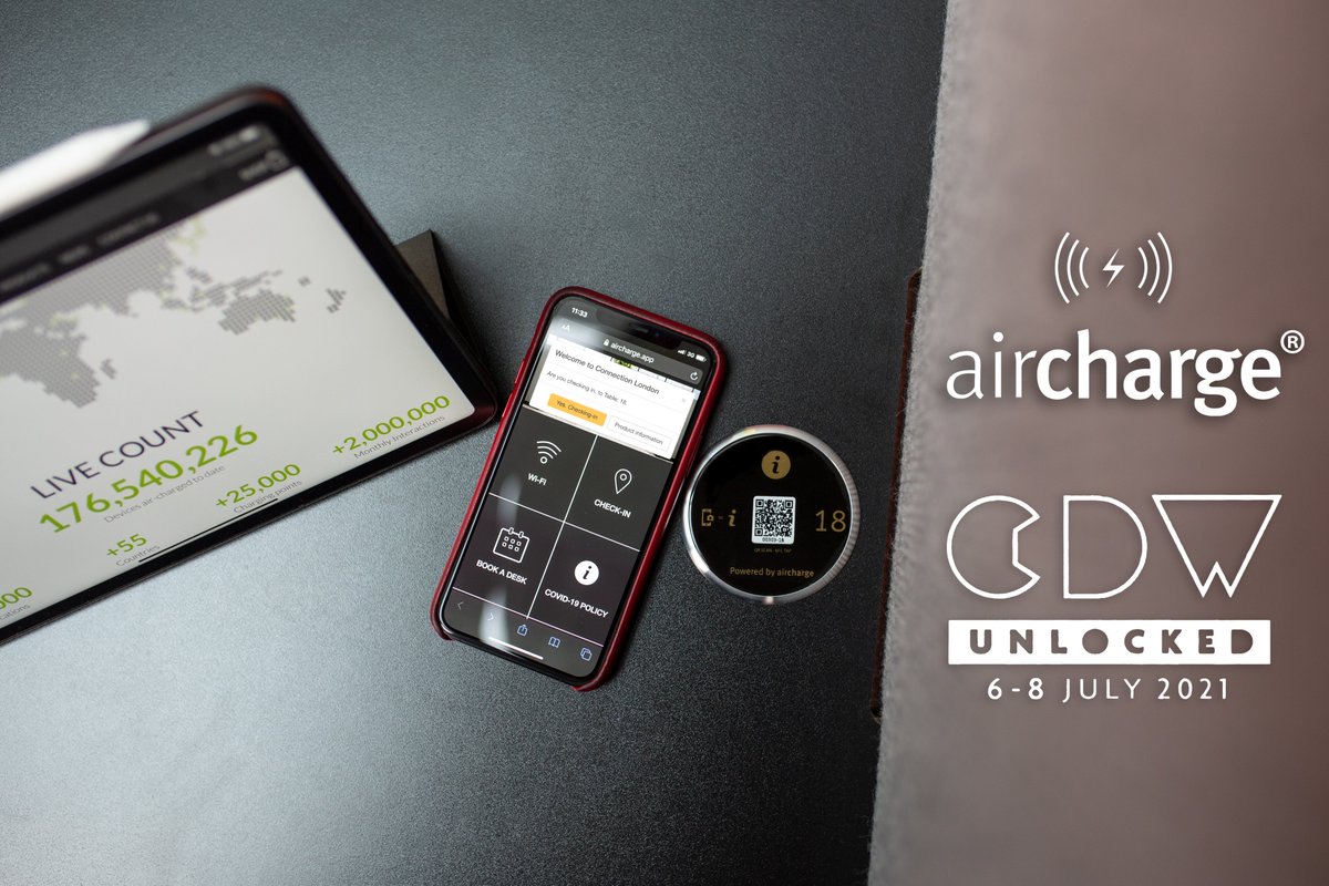 aircharge1's tweet image. Come and join Aircharge at @CDWfestival #CDWUnlocked next month (July 6th-8th) to see the latest and greatest in our #ContactlessTechnology and #WirelessCharging solutions. It&apos;s going to be great event and we can&apos;t wait to see you there! #ClerkenwellDesignWeek #CDW2021