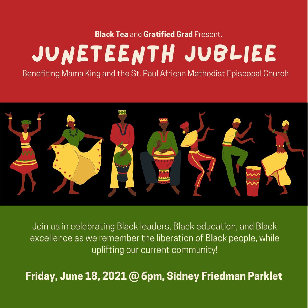 3_20Coalition's tweet photo. Tonight at 6 at Sidney Friedman Park! Join @BlackTeaShow & Gratified Grad in recognizing local Black leaders, educators, artists, orgs, and Black-owned businesses in our community with food, fun, and festivities to celebrate of Black liberation in the U.S.! #JuneTeenth2021 #BLM https://t.co/TJMpsFKnAH