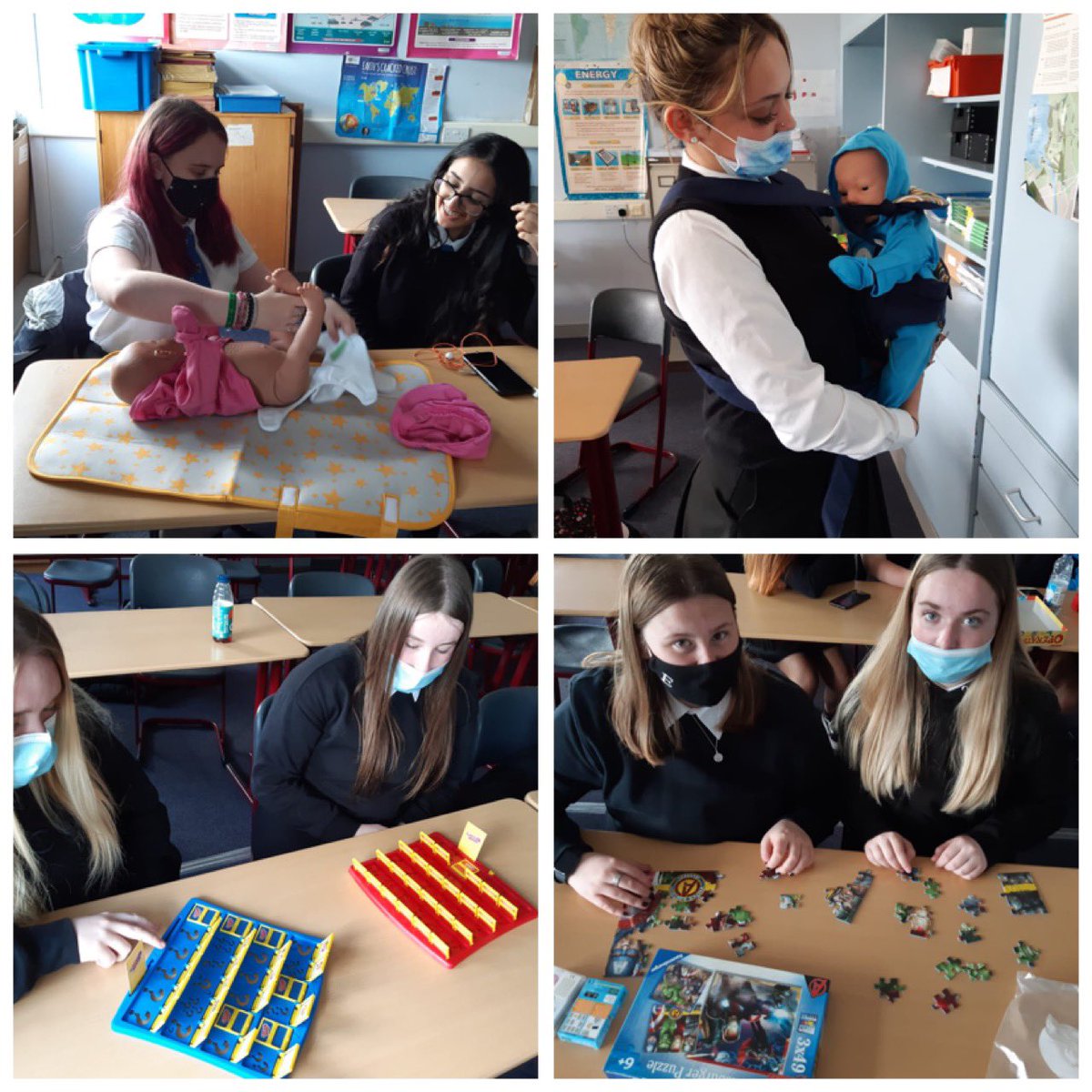 KingsParkSec's tweet photo. Fantastic learning happening this afternoon in our brand new National 5 Early Learning and Childcare course. Thank you Ms Moore for this exciting new opportunity for our learners! #EarlyLearningChildcare #wellbeing #ChildDevelopment #play #BelieveAchieve https://t.co/zxahZRezpb