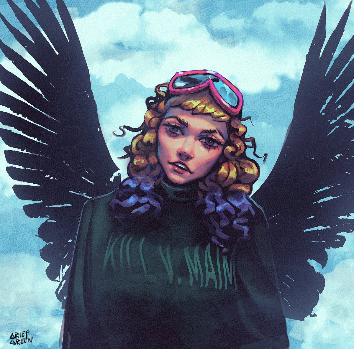 griefgreen's tweet photo. Kill V. Maim ✨#grimes #art #illustration #killvmaim #artangels https://t.co/2jH6VTxcSY