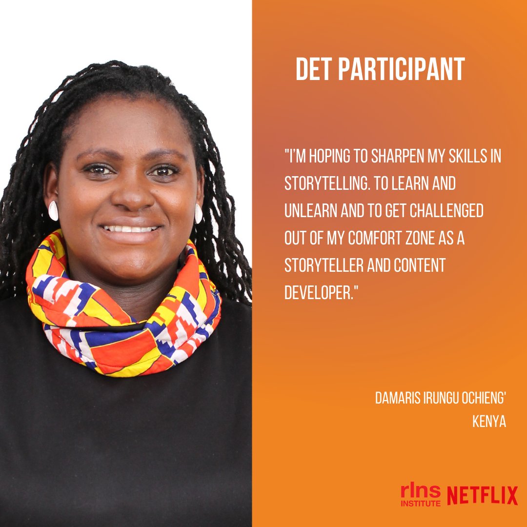 rlnsinstitute's tweet photo. Introducing our last #DET participant, Damaris Irungu Ochieng' from Kenya ๐ฐ๐ช
#Netflix #AfricanNewWave #RLNS https://t.co/WxcXiA3hAv