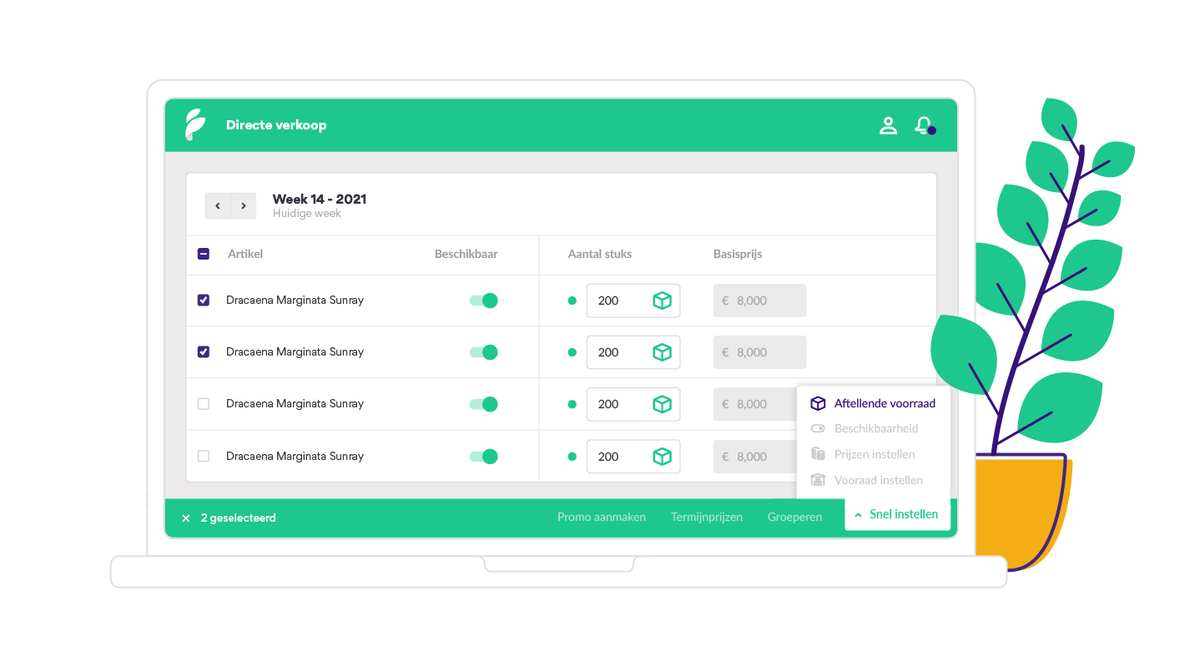 Nooit meer verkopen dan dat er beschikbaar is? Vanaf nu kan je in Floriday werken met 'aftellende voorraad'. Met deze functie kun je verkopen laten aftellen van het beschikbare aanbod. Zo heb je er geen omkijken meer naar. Lees meer over de mogelijkheden. floriday.io/nl/nieuws/nieu…