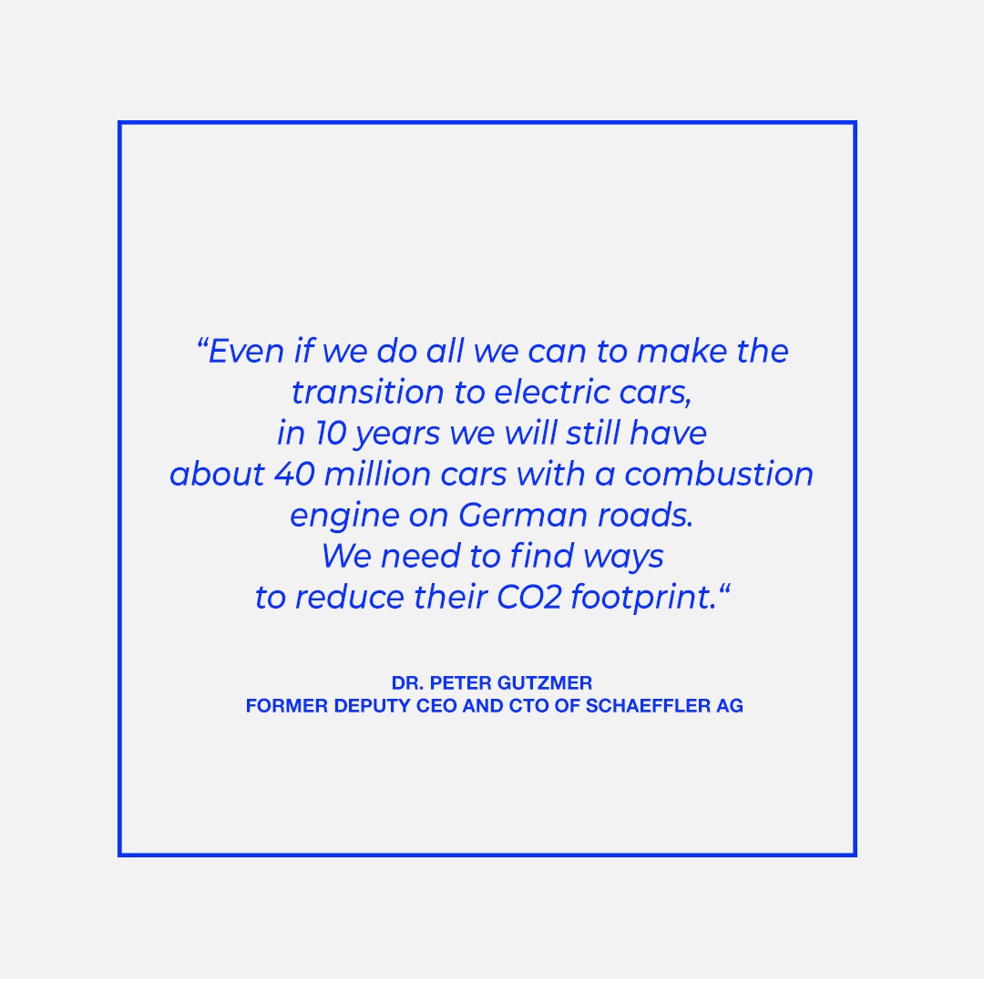 Dr. Peter Gutzmer is certain that electric cars are the path to the future of mobility, but he also believes in developing additional solutions for the 1.3 billion cars worldwide still running with combustion engines.