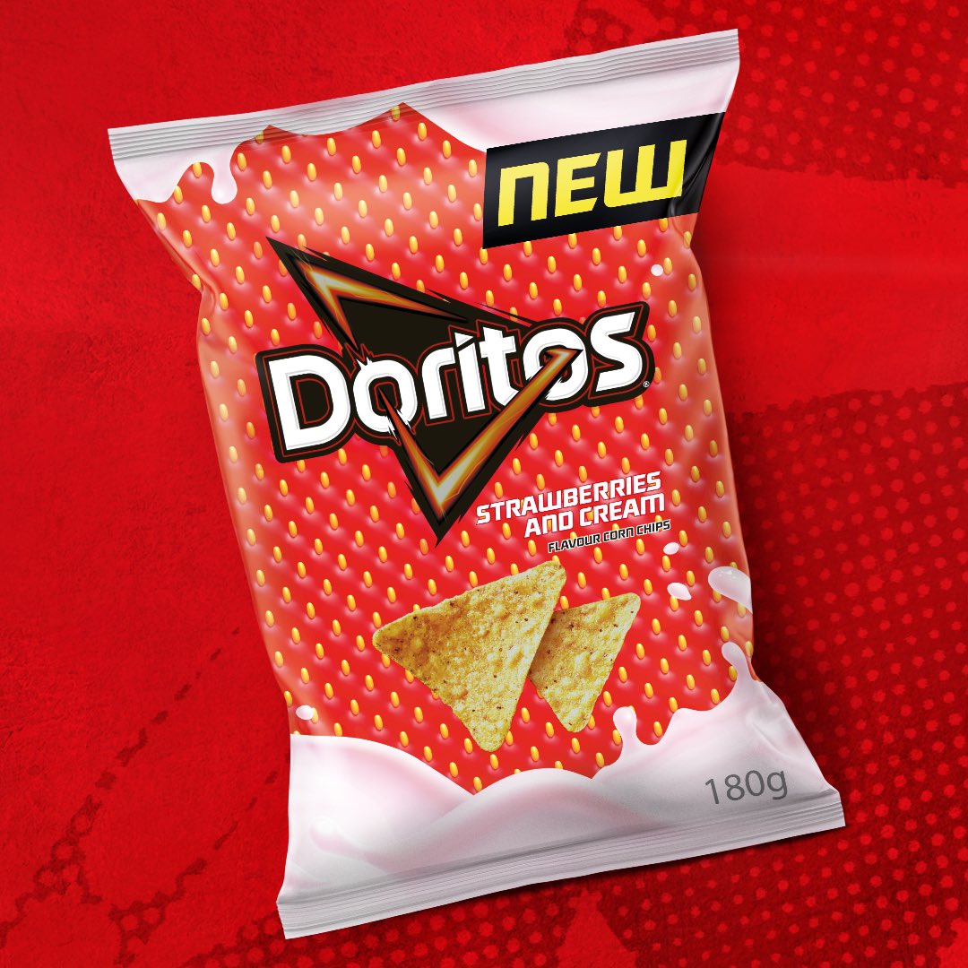 Strawberries &amp; Cream Doritos, you didn’t ask for them, but you’ll definitely want to try them 👀
