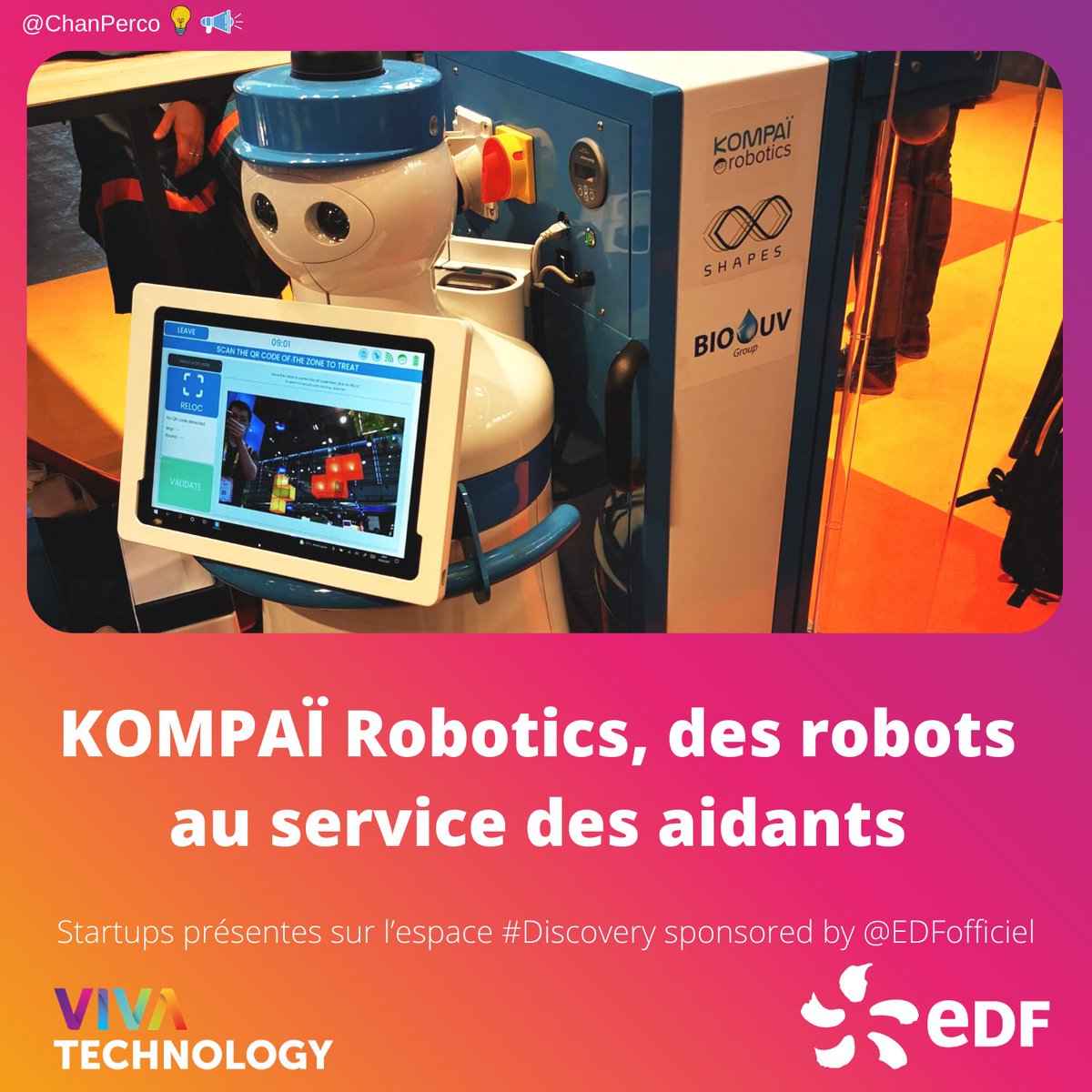 ChanPerco's tweet image. #Kompaï Robotics développe aussi d'autres #robots 🤖 utiles.

Le Bio UV sert à faire de la désinfection des espaces automatiquement. 

Leur argument et de dire « investissez dans un #robot et ensuite prenez les options dont vous avez besoin ».

#VivaTech @EDFofficiel