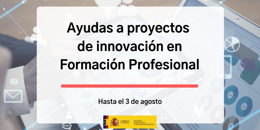 🌐🦾Ya está abierta la convocatoria de ayudas para proyectos de innovación en Formación Profesional.

🏫Pueden participar tanto centros educativos que impartan enseñanzas de FP como empresas y entidades que les presten apoyo.

educacionyfp.gob.es/servicios-al-c…