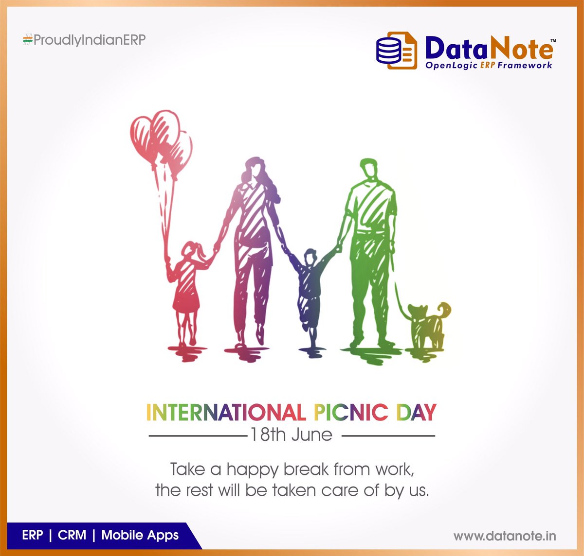 datanoteerp's tweet photo. 😇 Take a happy break from work, The rest will be taken care of by us. 👍 International Picnic Day!! #DataNote 
.
.
#InternationalPicnicDay #InternationalPicnicDay2021 #Picnic #PicnicDay #Family #DataNoteERP #SafalInfosoft #ProudlyIndianERP #MadeInIndia #NextGenErp #ERP #CRM https://t.co/5BaMj9vxHJ