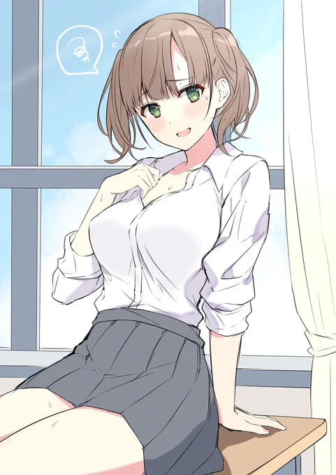 暑くてたまらない古賀ちゃんのラフと完成版💙 