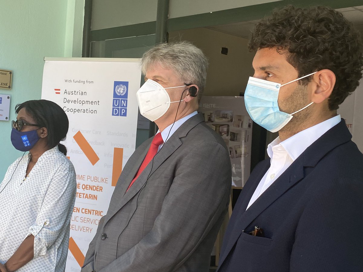 UNDPAlbania's tweet photo. In #Tepelena:With Mayor of #Tepelena, Ambassador of #Austria @steinertirana, @lorin_ymeri, local&amp;central gov officials 2 inaugurate the joint center of @ADISA_Al -Tepelena Municipality established thru @ADCinAlbania- #UNDP partnership to boost citizens’ access to public services https://t.co/yRwkrbtHju