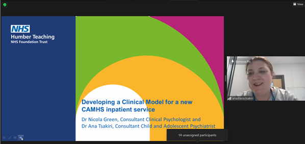 Drs Nicola Green @ngreenie2 and Ana Tsakiri from the newly opened Inspire Unit <a href="/HumberNHSFT/">Humber Teaching NHS Foundation Trust</a> lead a breakout workshop in developing #ClinicalModels for a new CAMHS inpatient service 

#QNICAF21