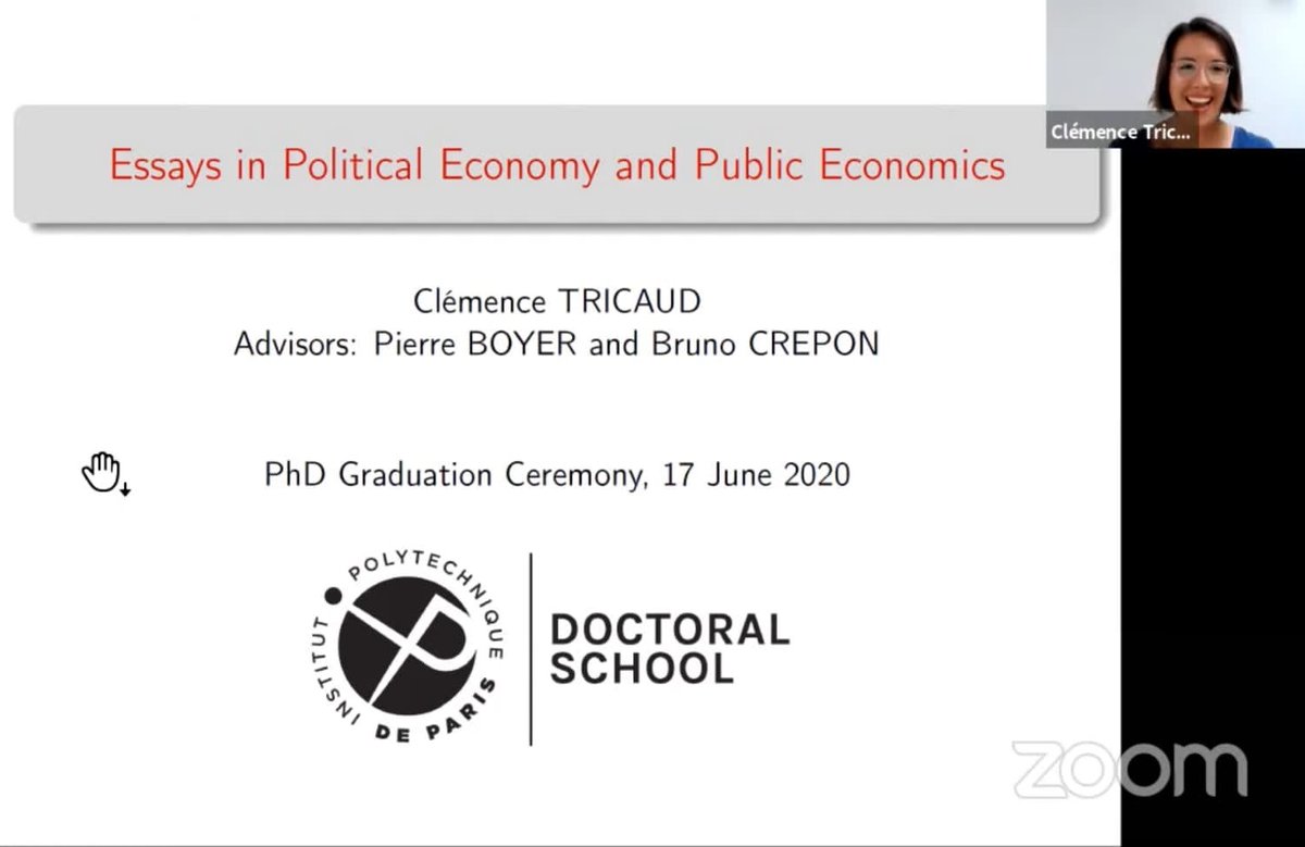 Clemence Tricaud (@clemencetricaud) on Twitter photo So happy and honored to receive @IP__Paris best Thesis Award 🎉! Extremely thankful to <a href="/IPParisEco/">IPParisEco</a> <a href="/CrestUmr/">CREST (UMR 9194)</a> for the amazing support I received throughout my PhD and to #CREST faculty <a href="/pierrecboyer/">Pierre Boyer</a> <a href="/IsabelleMejean/">ISABELLE MEJEAN</a> (among many others!) So happy and honored to receive @IP__Paris best Thesis Award 🎉! Extremely thankful to <a href="/IPParisEco/">IPParisEco</a> <a href="/CrestUmr/">CREST (UMR 9194)</a> for the amazing support I received throughout my PhD and to #CREST faculty <a href="/pierrecboyer/">Pierre Boyer</a> <a href="/IsabelleMejean/">ISABELLE MEJEAN</a> (among many others!)