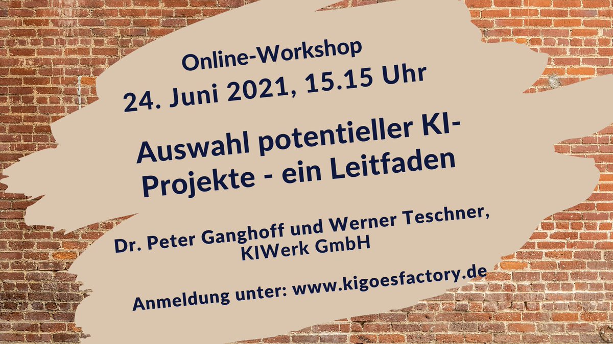🛠️Online-Workshop: 
Auswahl potentieller KI-Projekte - ein Leitfaden. Von Dr. Peter Ganghoff und Werner Teschner vom <a href="/KiWerk/">--</a> 

Jetzt anmelden zur Fachtagung Künstliche Intelligenz in der Produktion: veranstaltungen.ihkrt.de/kigoesfactory

#KI #AI #KuenstlicheIntelligenz #hackathon