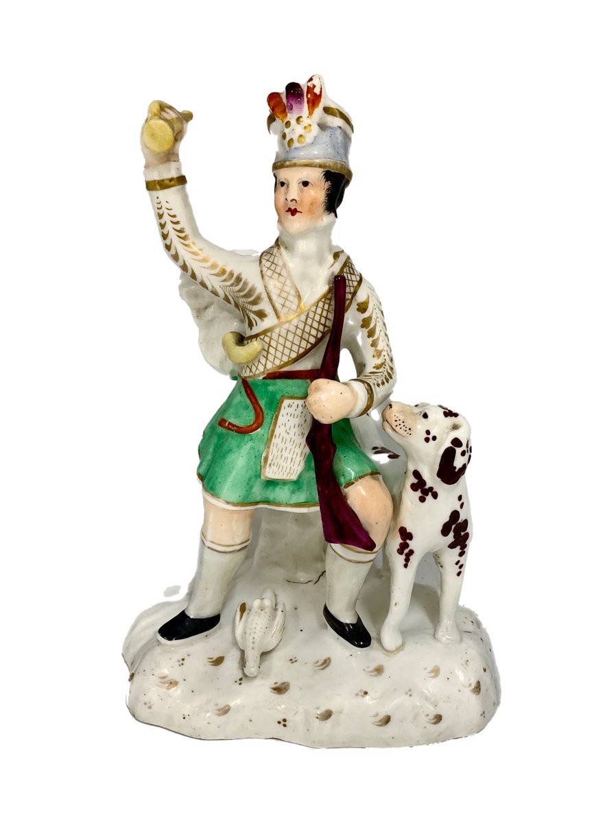 Antique Pottery Scottish Figurine with Dog circa 1820  for sale at theantiqueseller.co.uk follow the link theantiqueseller.co.uk/display_items.…
