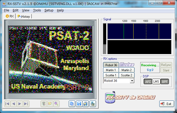 JA0CAW's tweet photo. PSAT-2 (NO-104) 08:55:51/08:59:51 UTC SSTV over Japan #sstv #psat2 #amsat https://t.co/7LAcFAtmYO