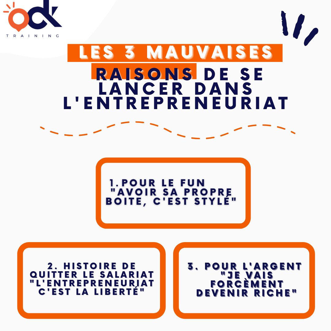 Qu'en penses-tu ? As-tu connu des gens qui se sont lancés pour ces raisons-là ? Ou t'en fais aussi partie ? 🤔
​
​ #avancerdanslavie #carriereprofessionnelle #projetdevie #transitionprofessionnelle
#changerdejob #entreprenariat #entrepreneur #entreprendre #odktraining