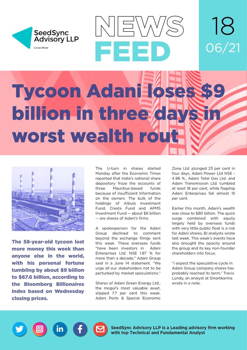 ssg_advisoryllp's tweet image. Seedsync Advisory News Update !
#seedsync #advisory #NewsUpdate #like #share #comment #AdaniGroup #stockmarketnews